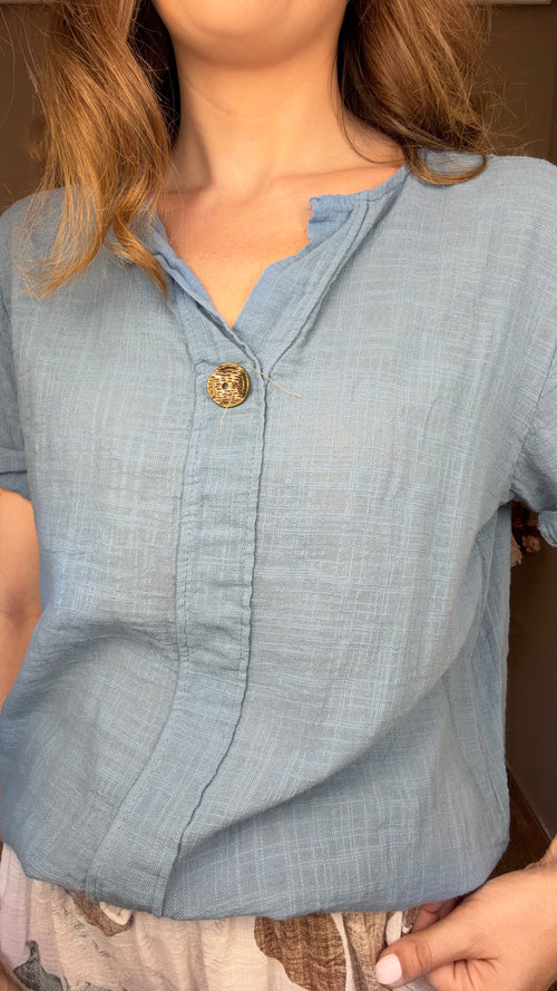 Blusa Lino azul