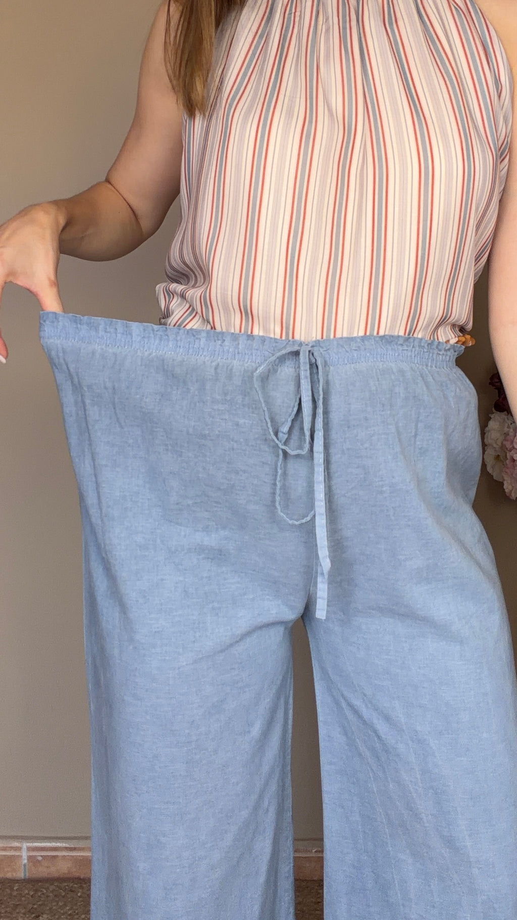 Pantalón lino azul