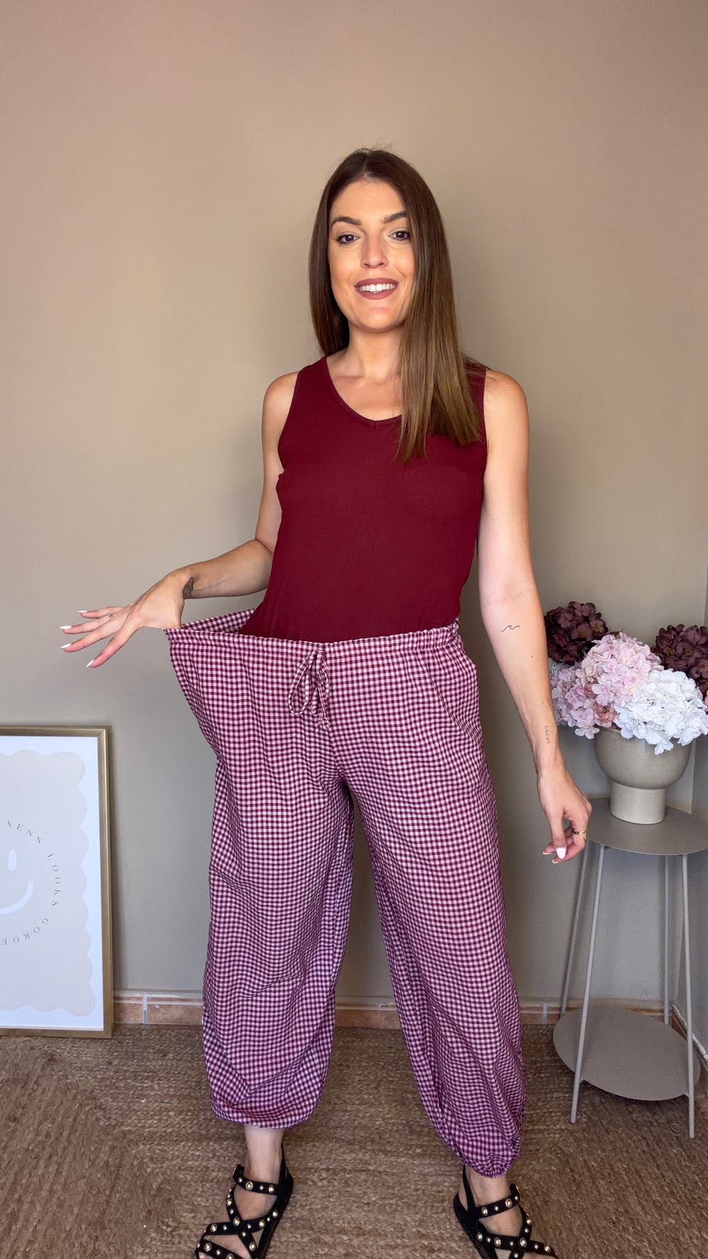 Pantalón Vichy morado