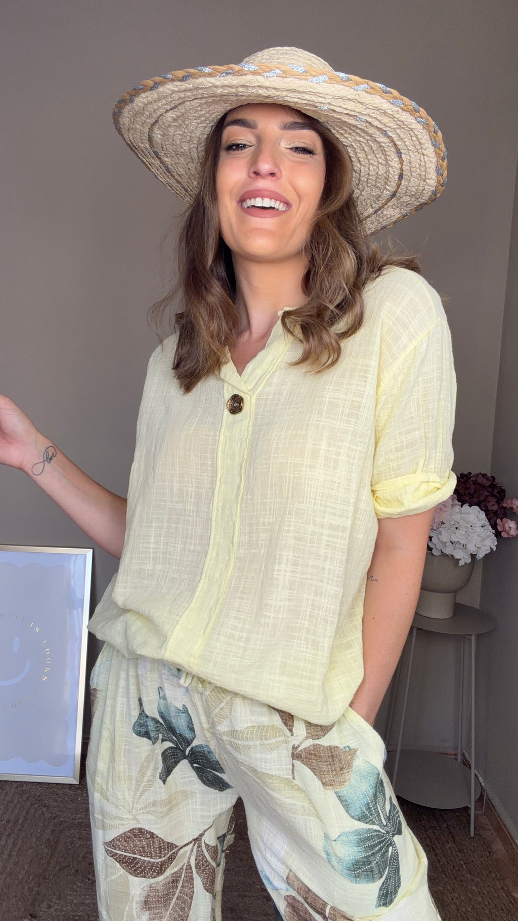 Blusa lino amarillo