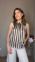 Blusa Roma rayas marrón