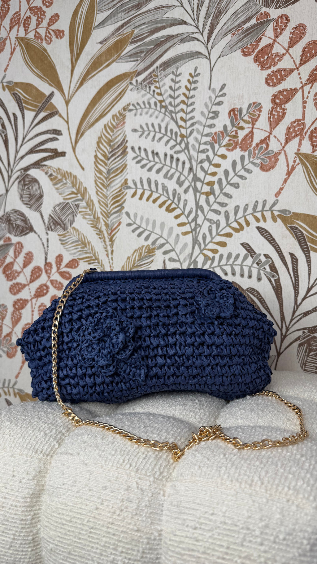Bolso rafia Flor azul