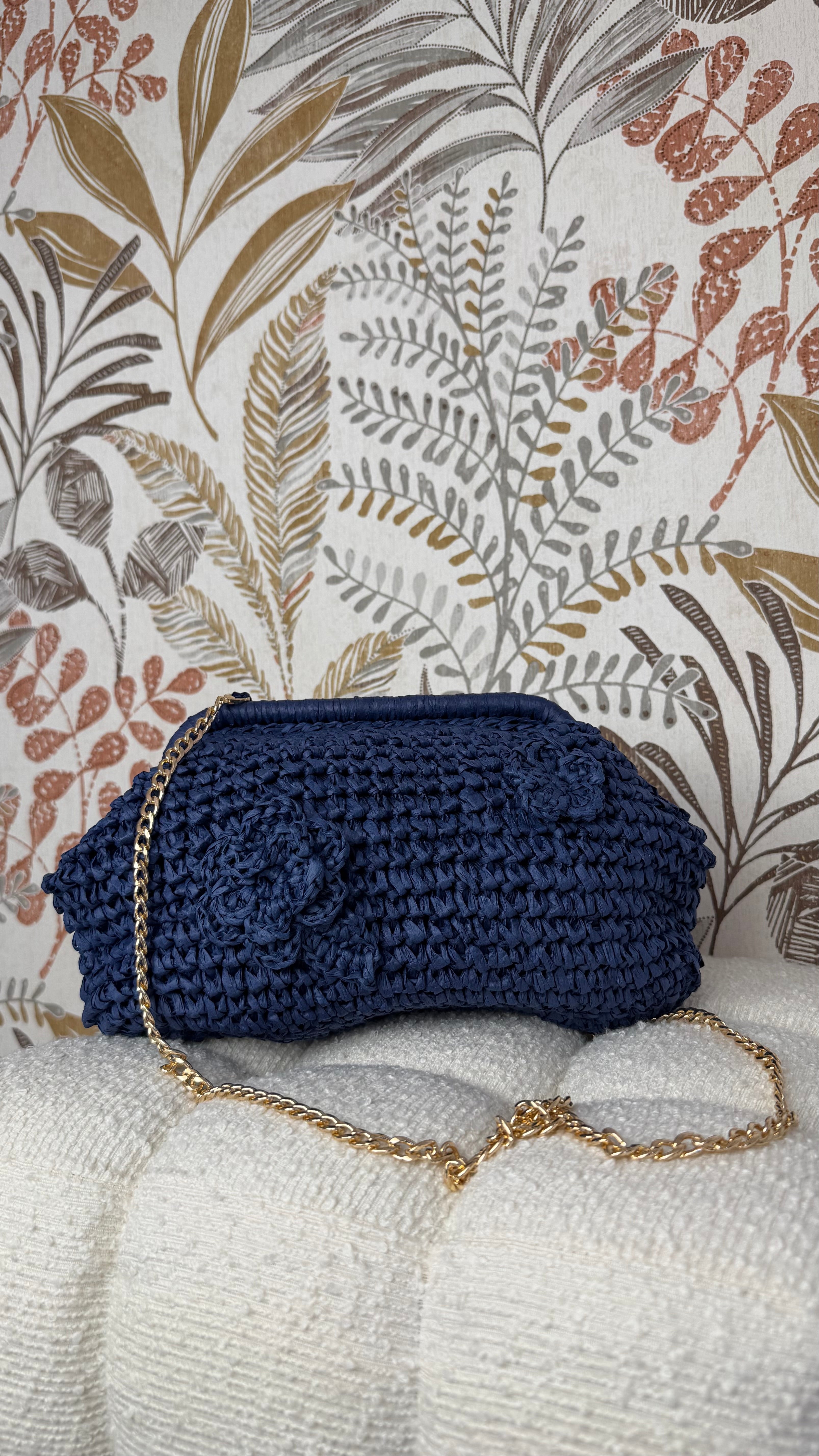 Bolso rafia Flor azul