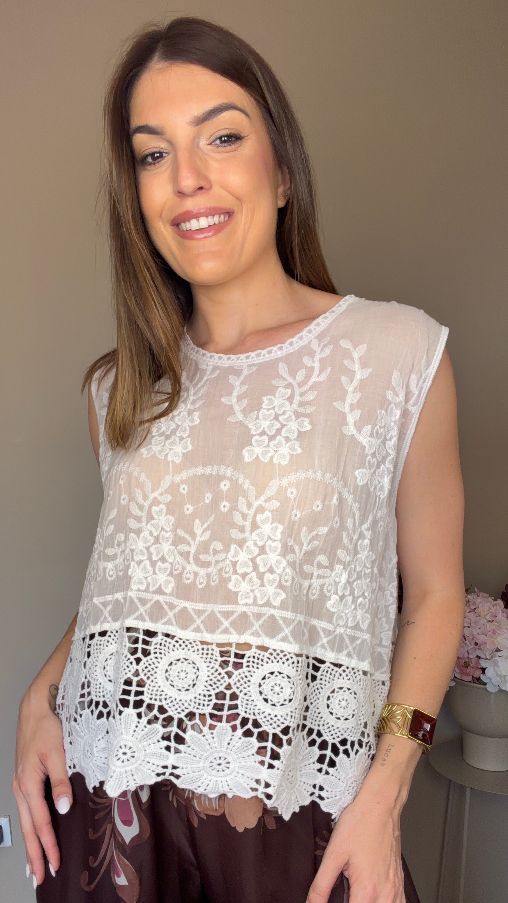 Blusa Crochet  blanca