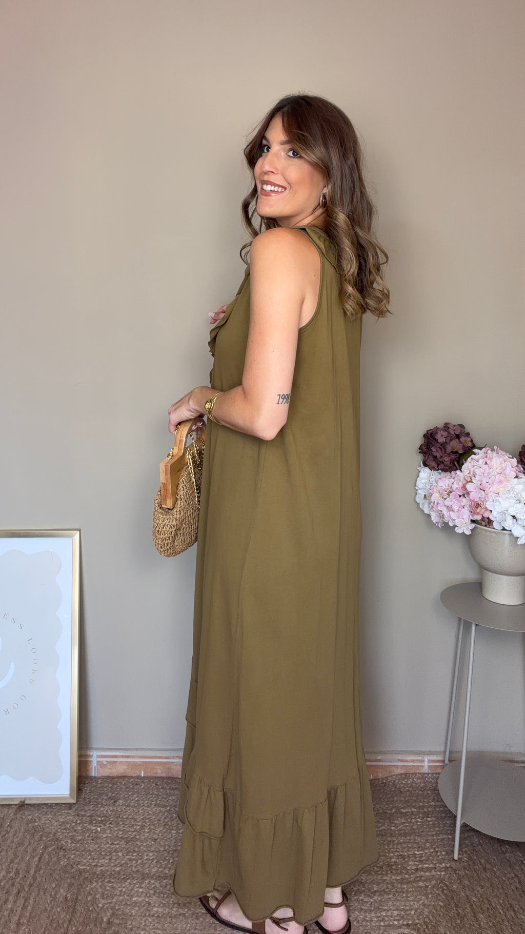 Vestido Volante verde
