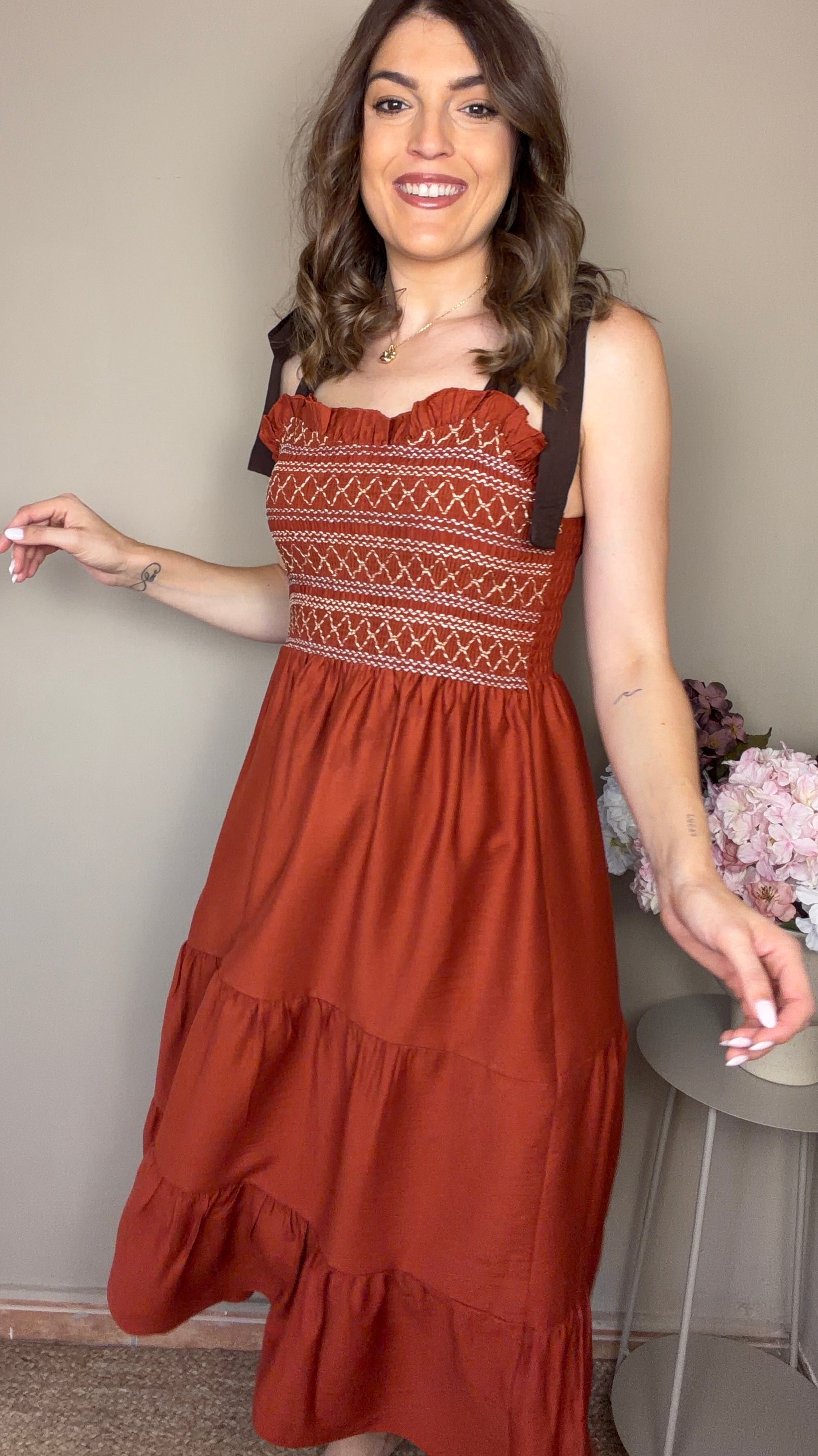 Vestido Elena teja