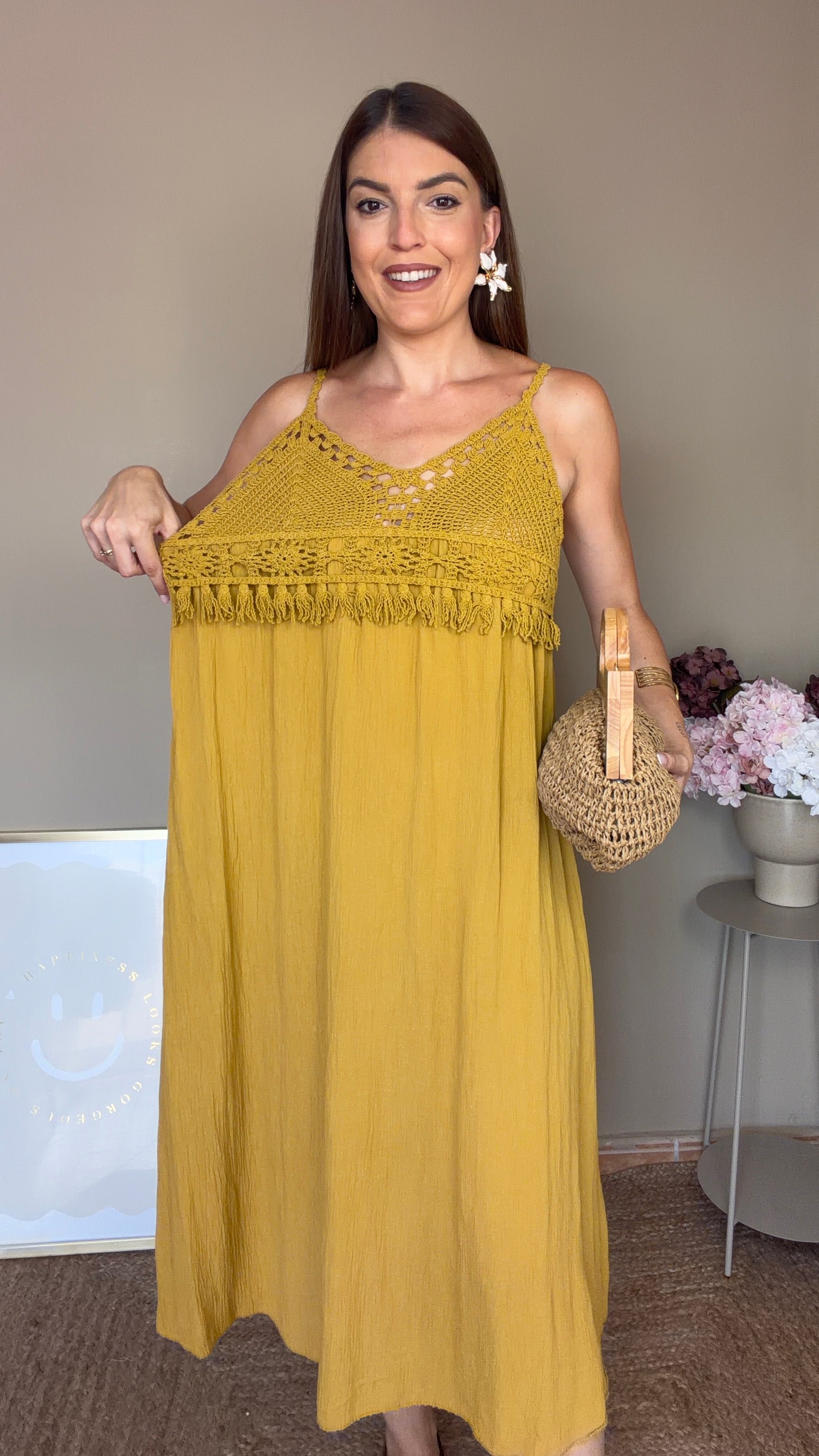 Vestido Lisa mostaza