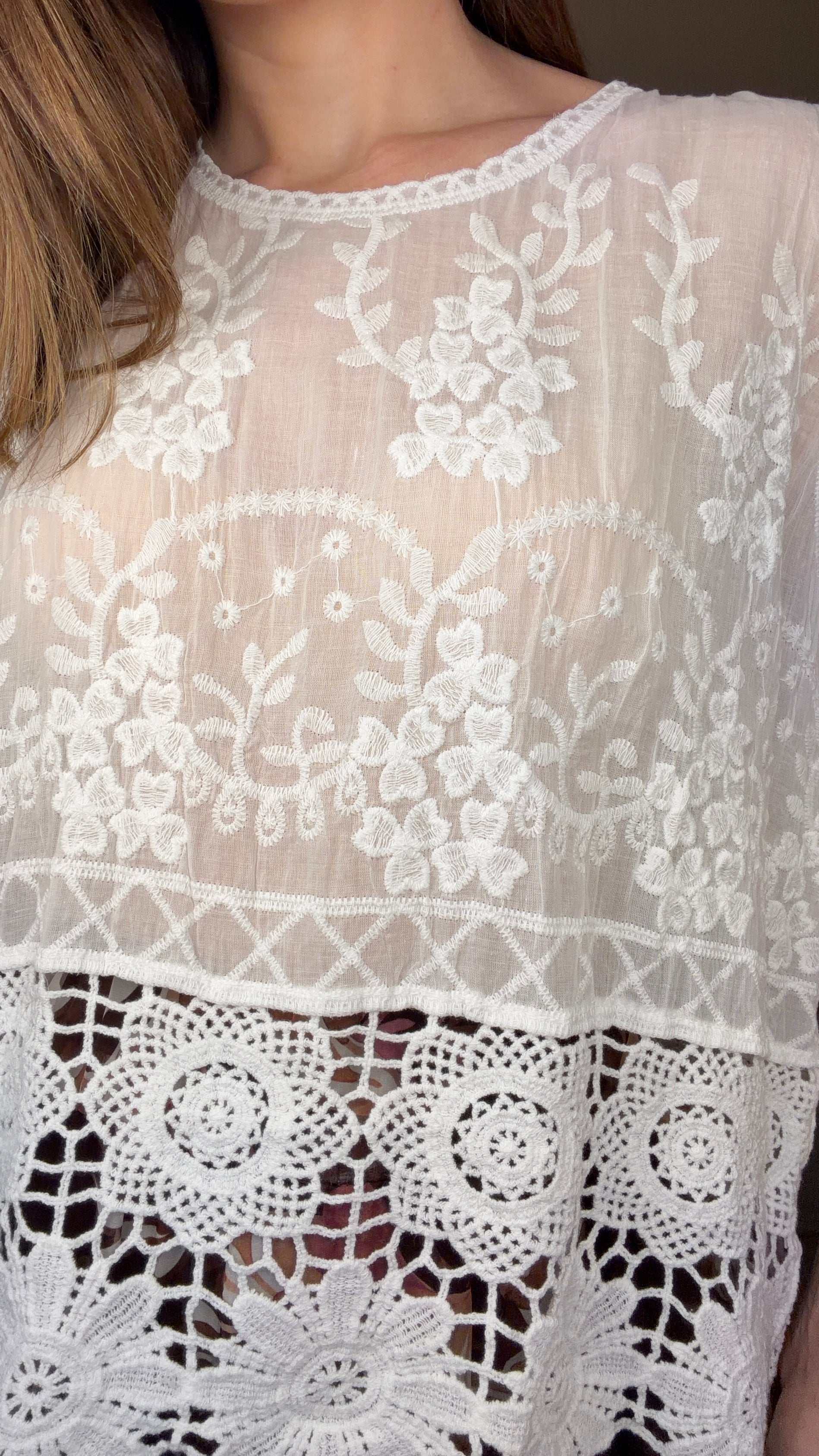 Blusa Crochet  blanca