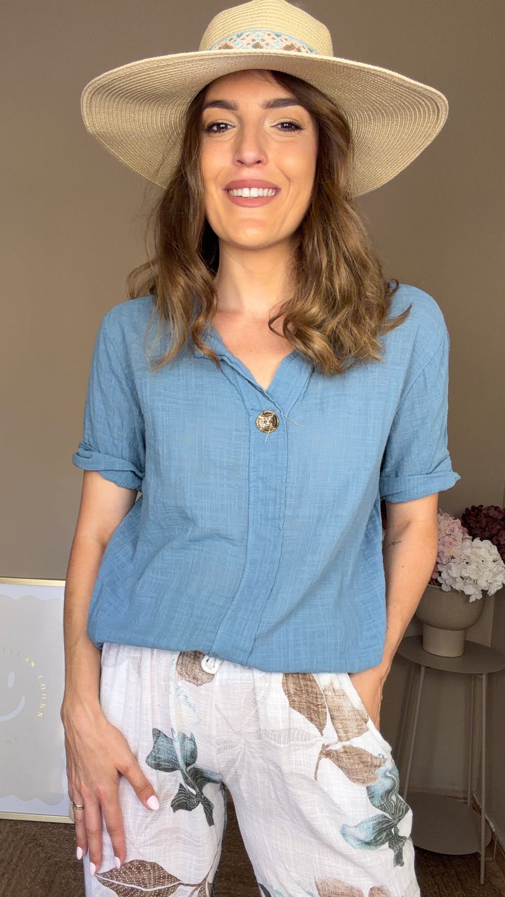 Blusa Lino azul