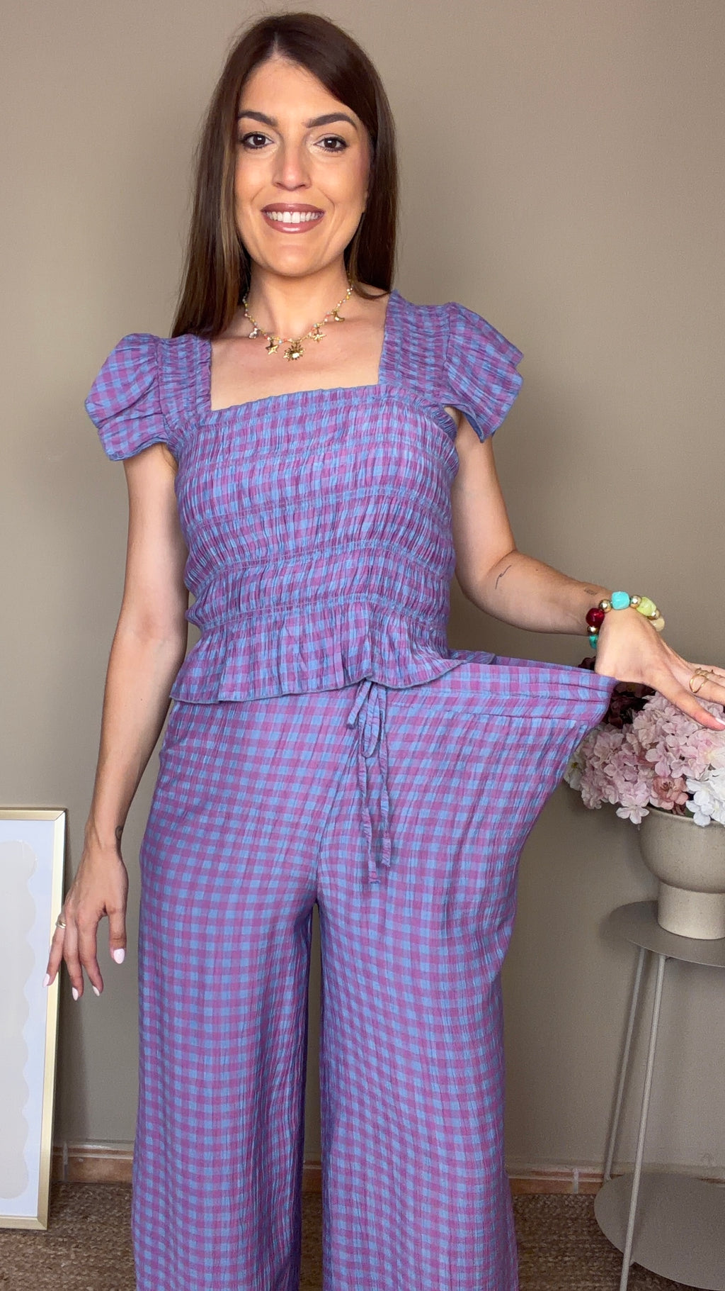 Conjunto Vichy morado