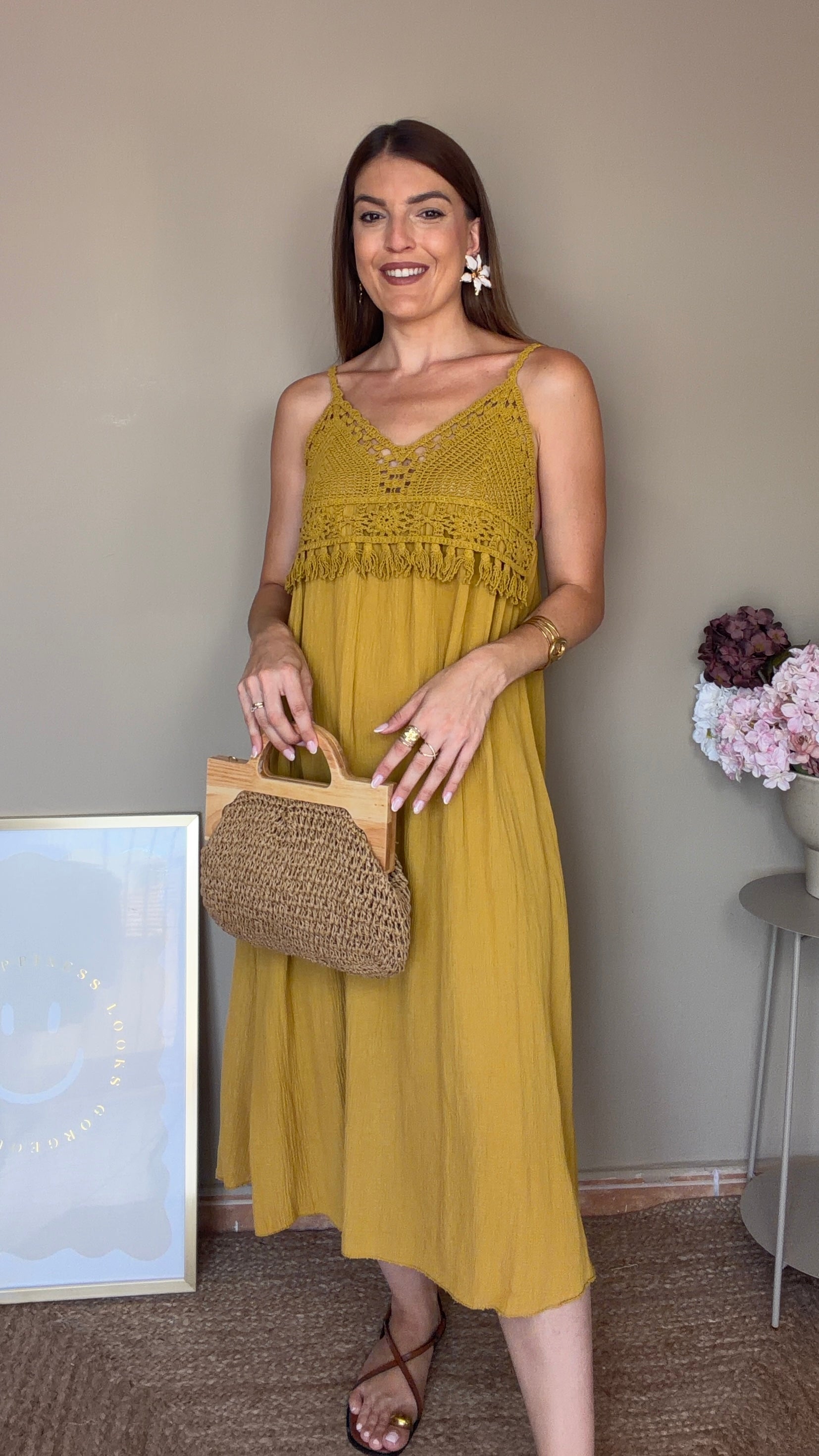 Vestido Lisa mostaza