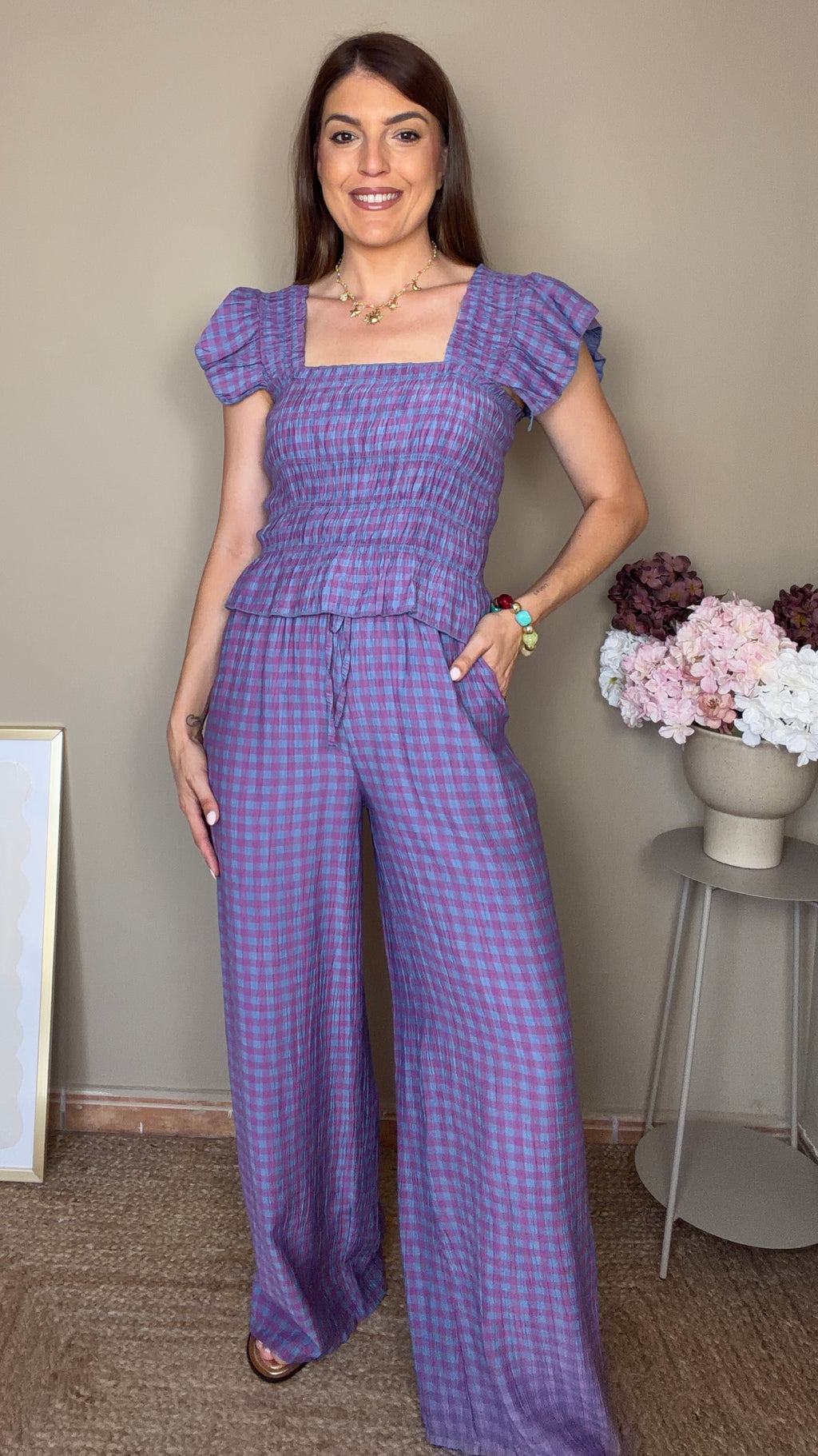Conjunto Vichy morado