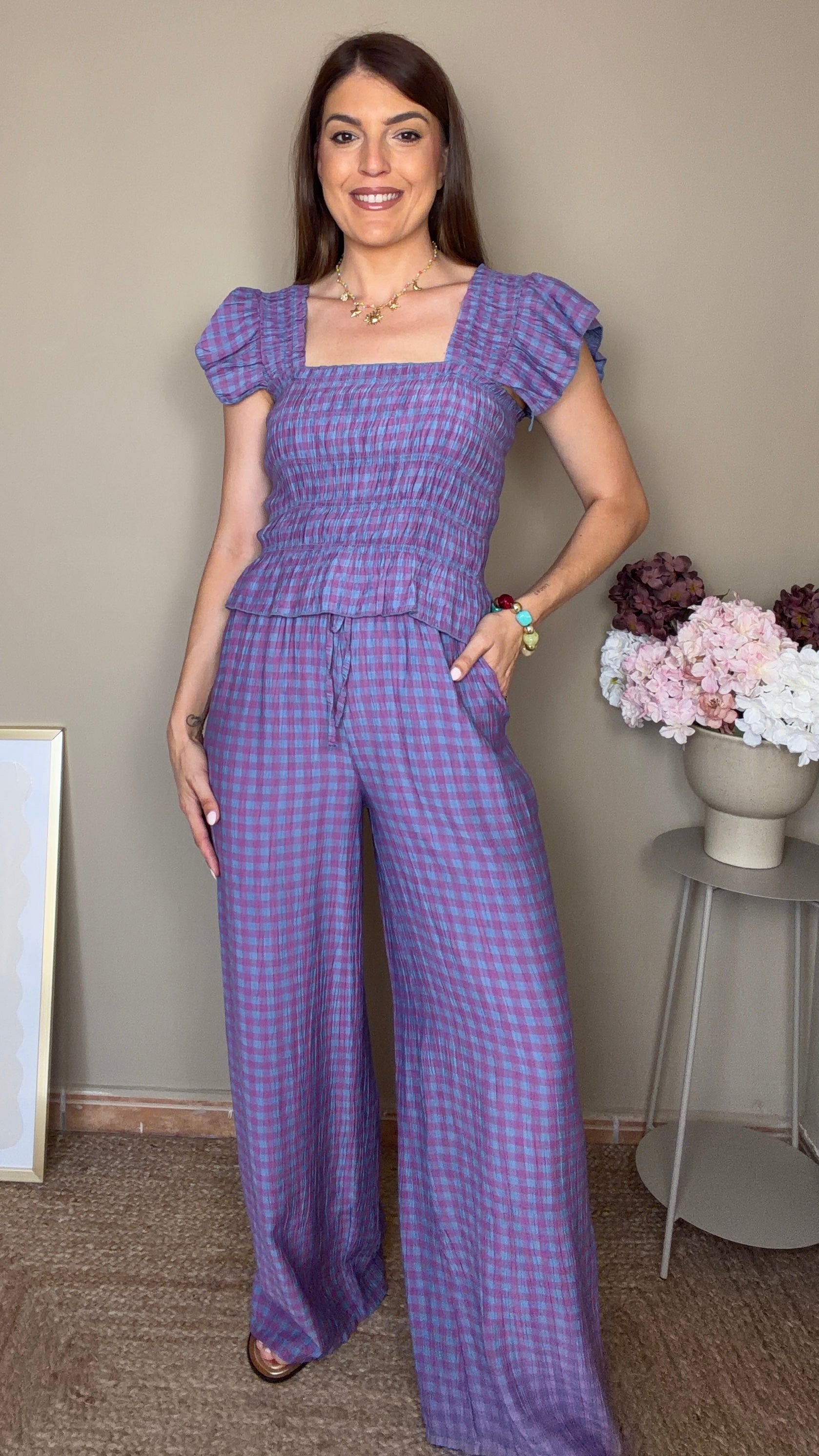 Conjunto Vichy morado