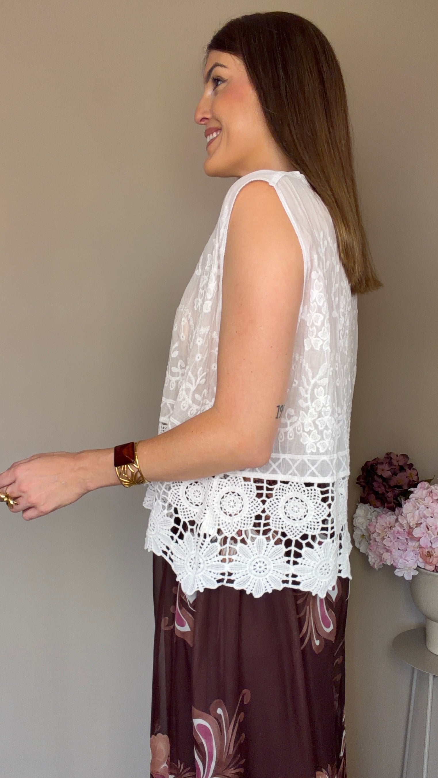 Blusa Crochet  blanca