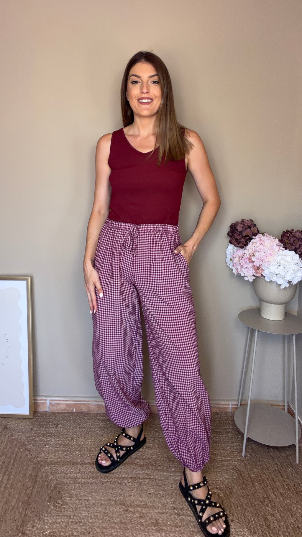 Pantalón Vichy morado