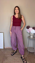 Pantalón Vichy morado