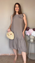 Vestido Flor beige