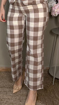 Pantalón cuadros beige