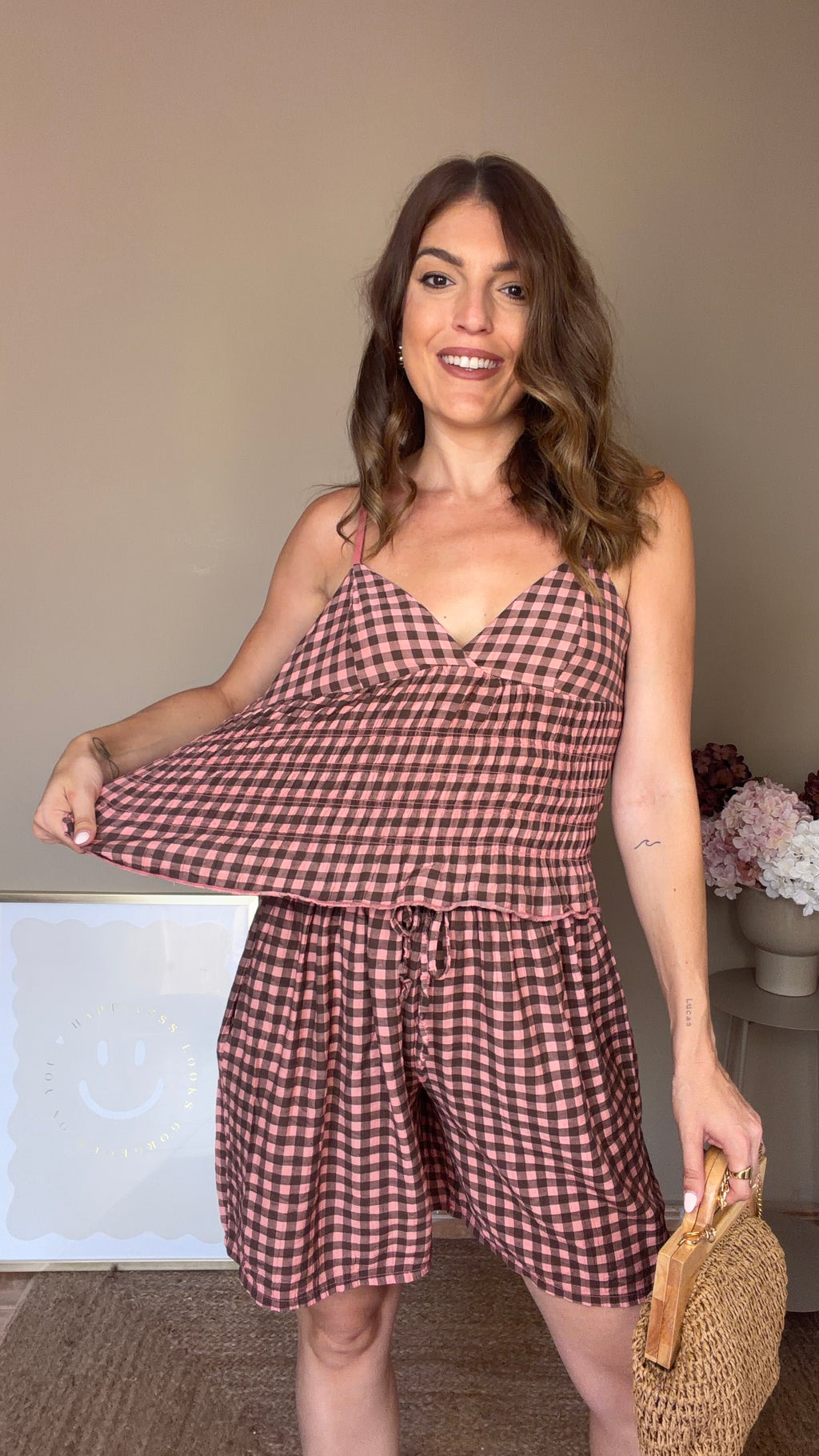 Conjunto Vichy rosa