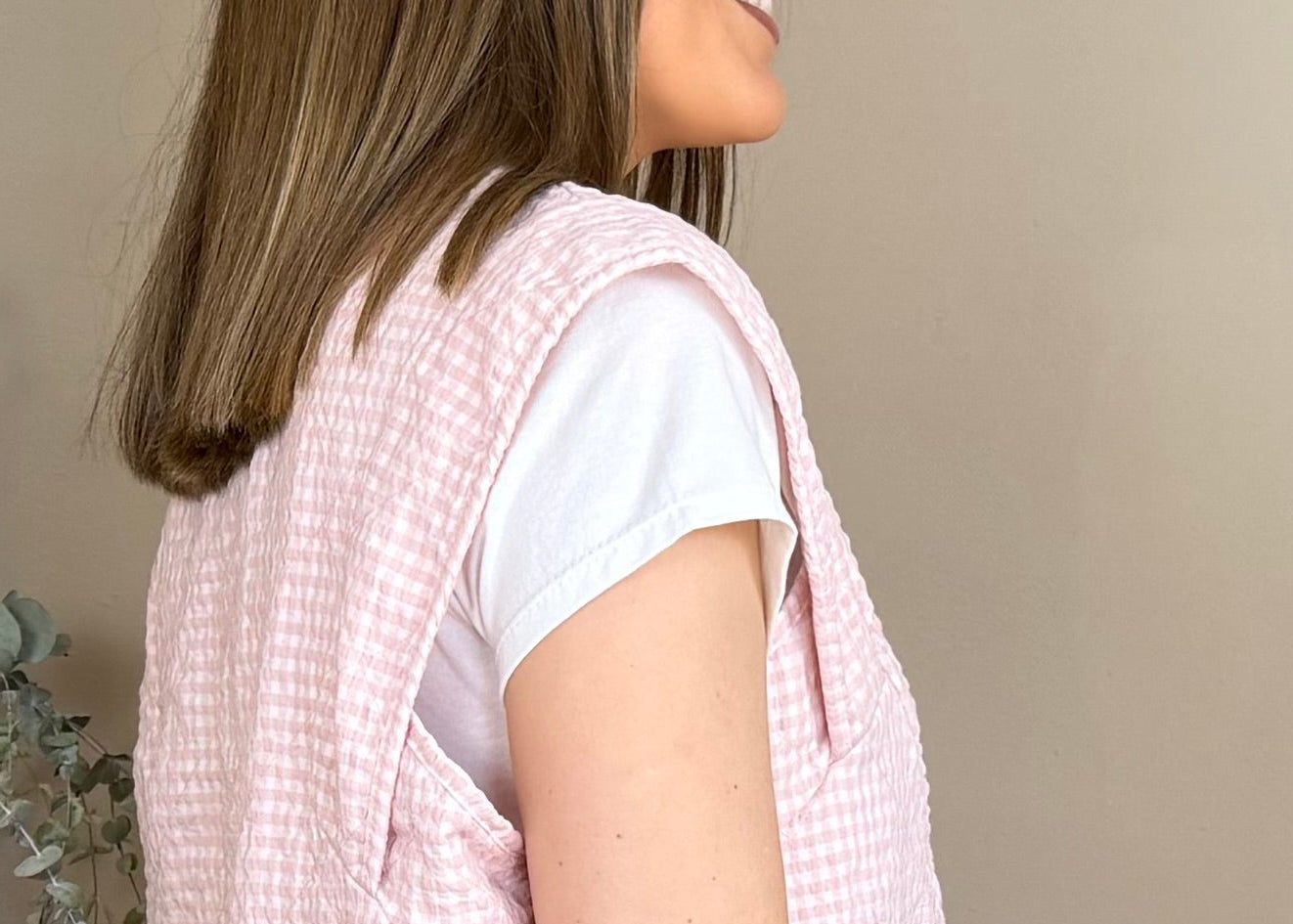 Chaleco Vichy rosa