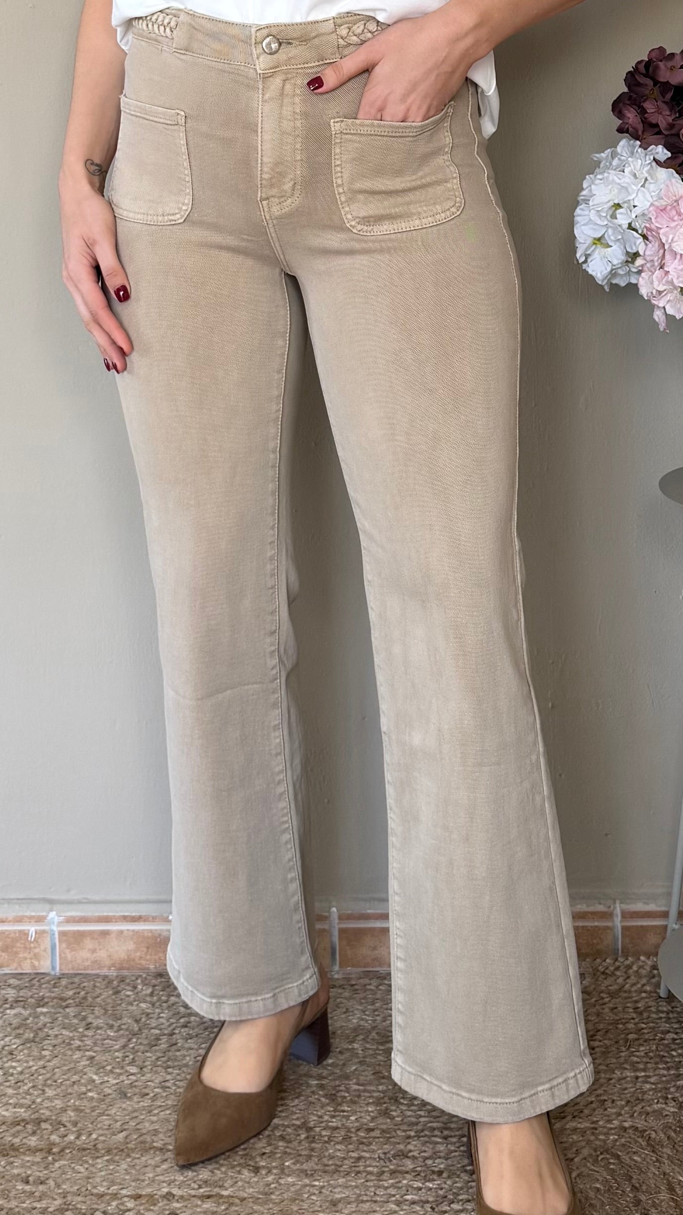 Pantalón Trenza beige