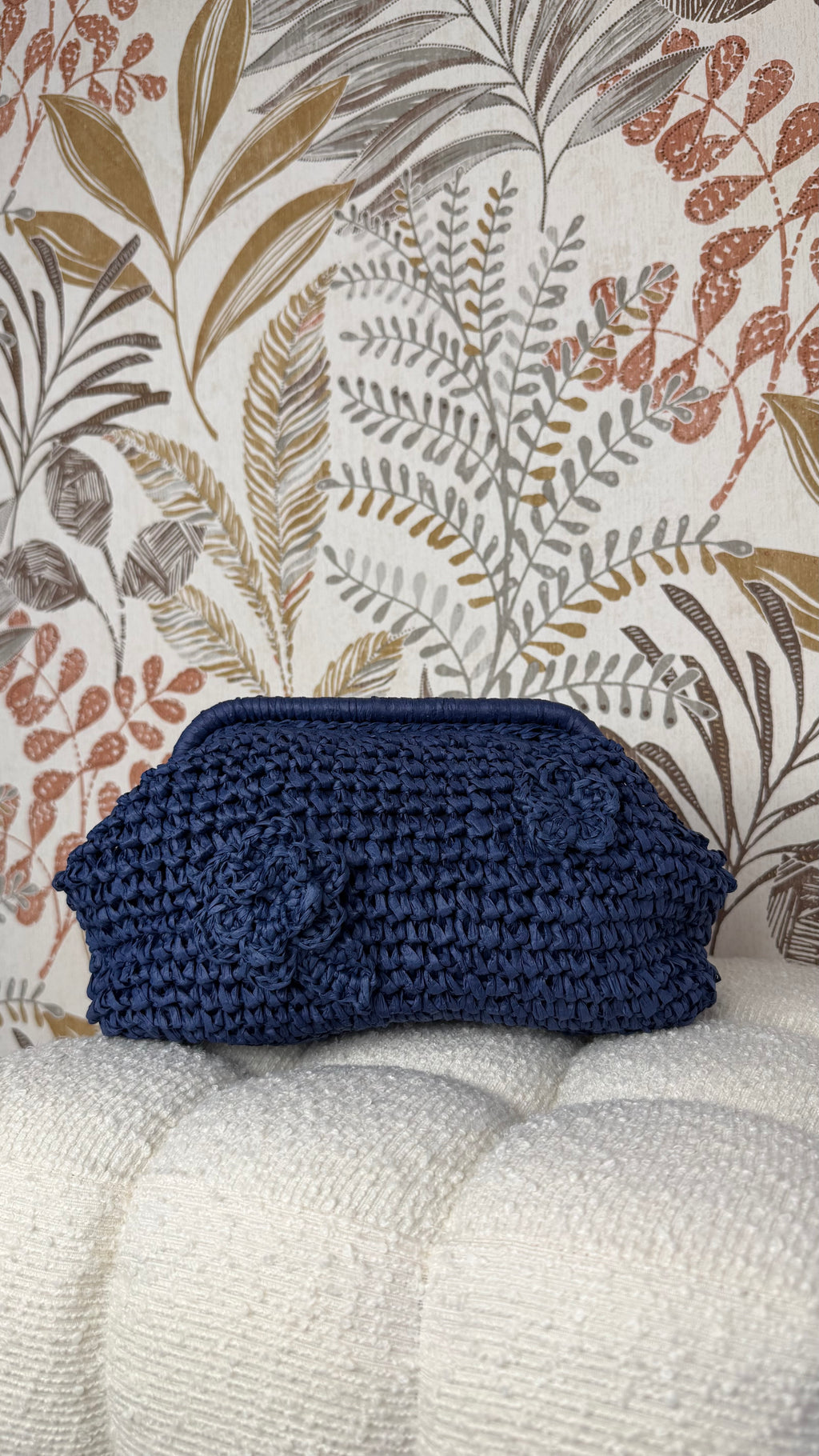 Bolso rafia Flor azul