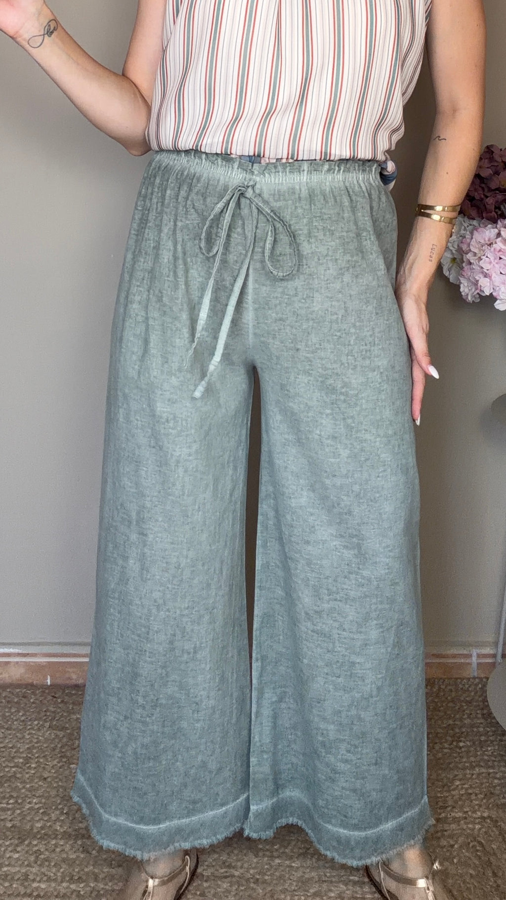 Pantalón lino verde