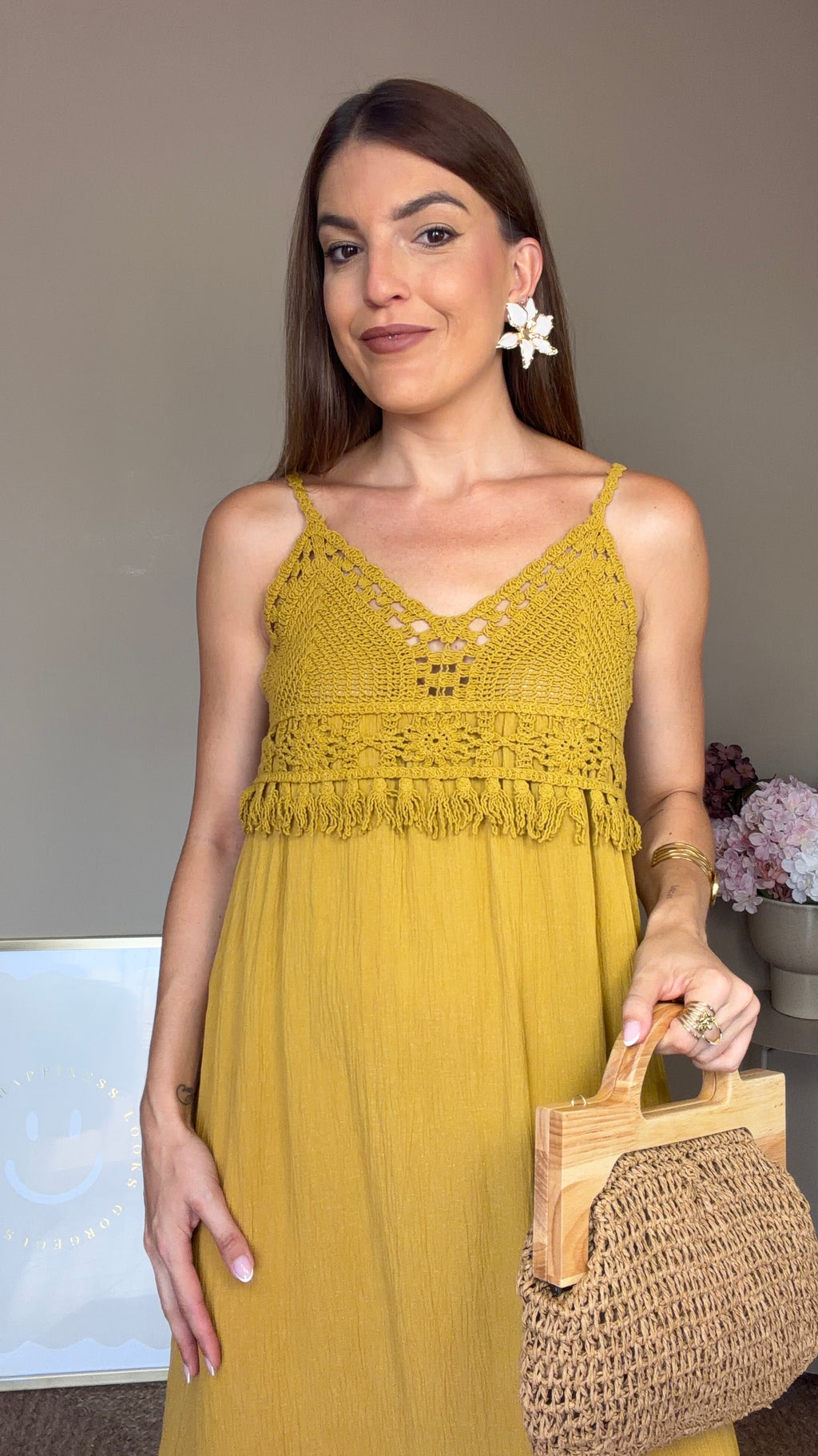 Vestido Lisa mostaza