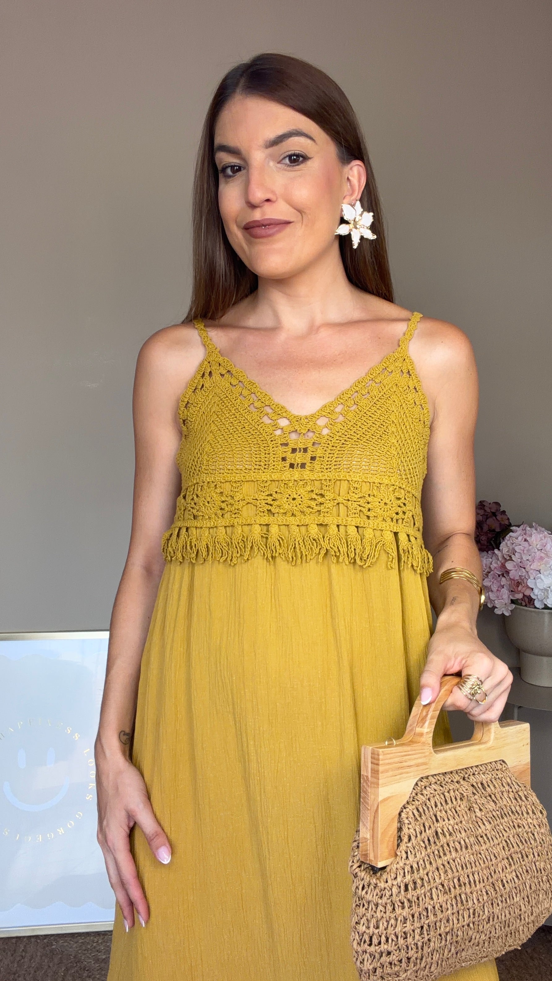 Vestido Lisa mostaza