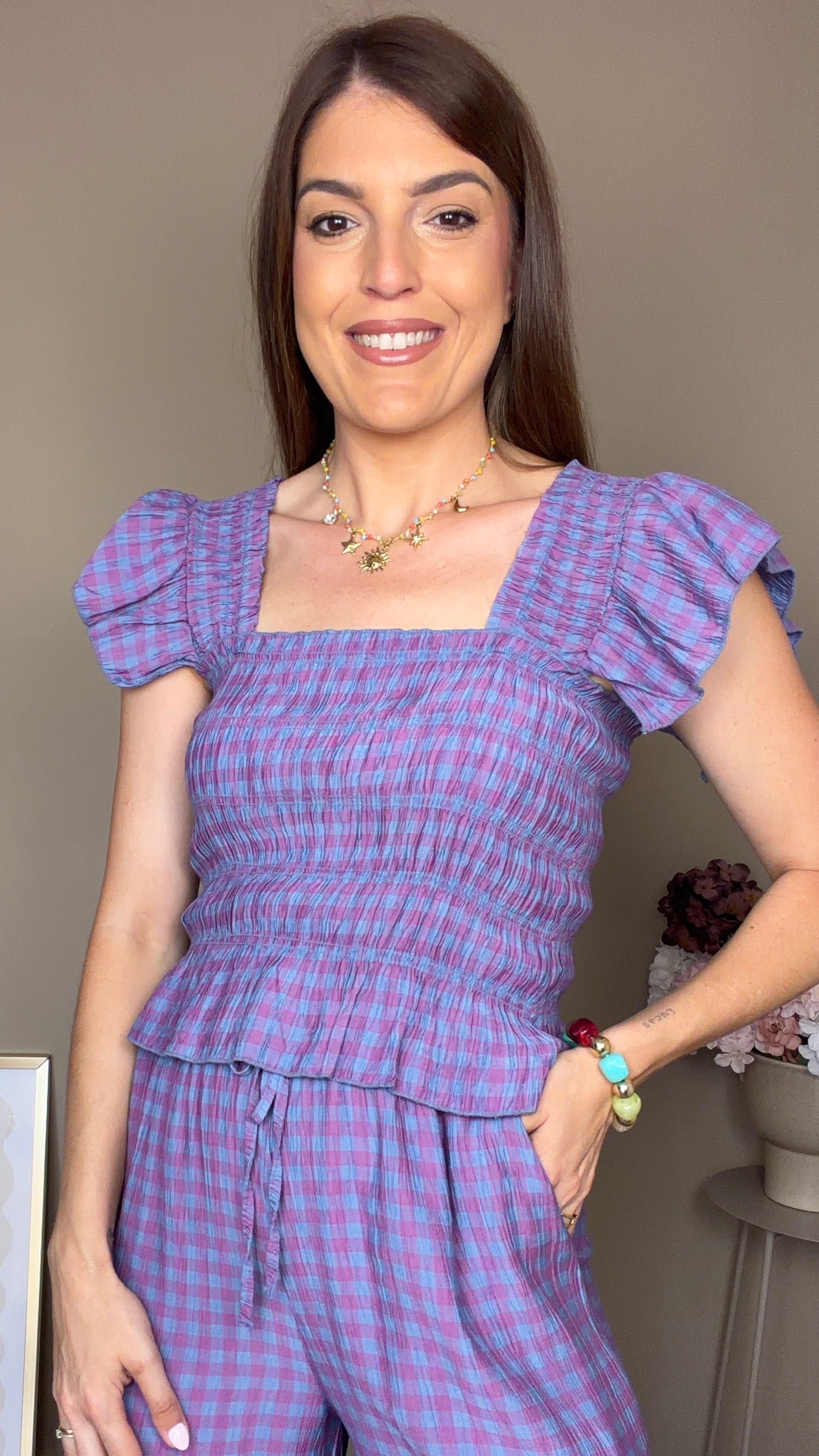 Conjunto Vichy morado