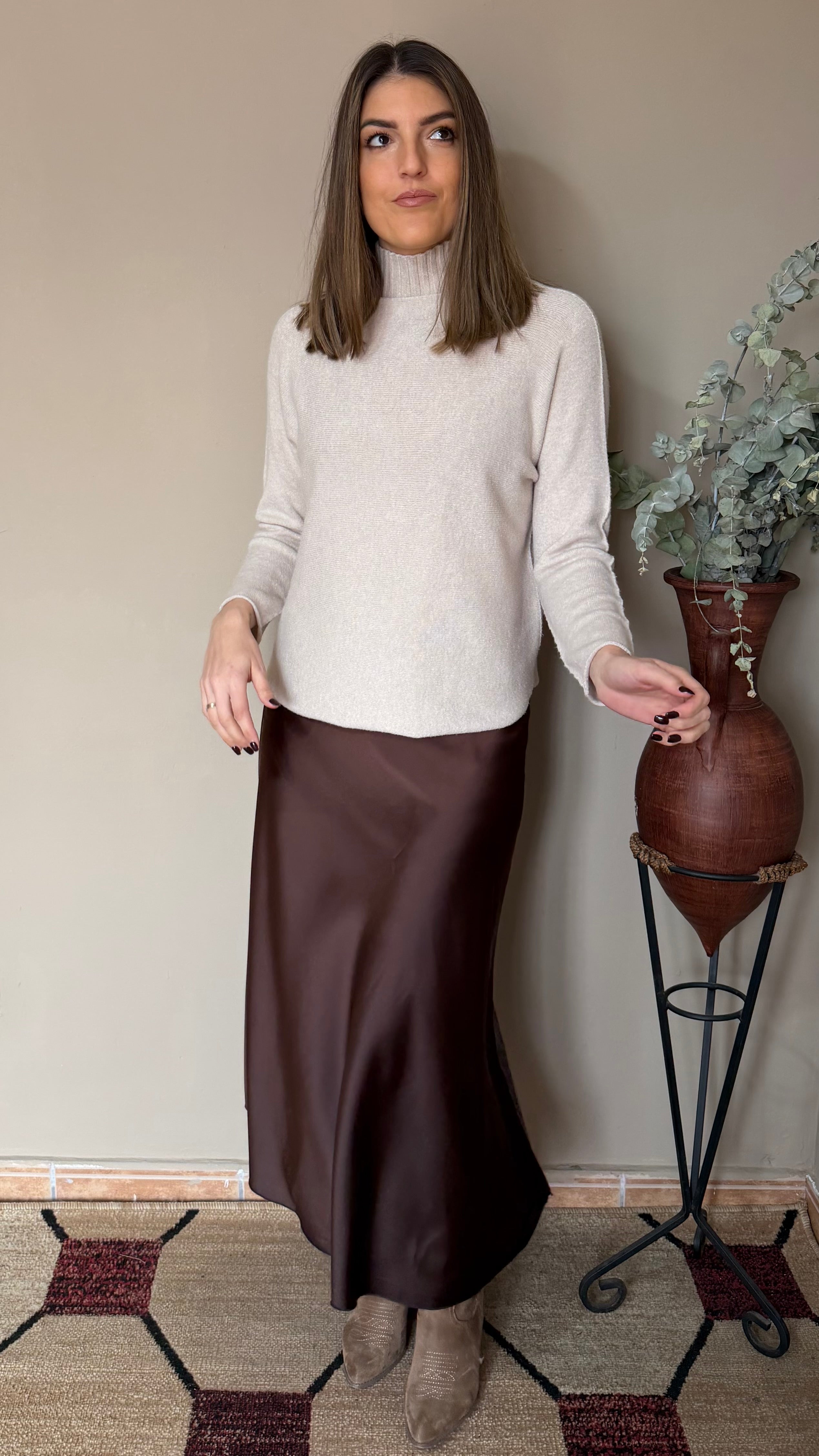 Falda Satinada marrón