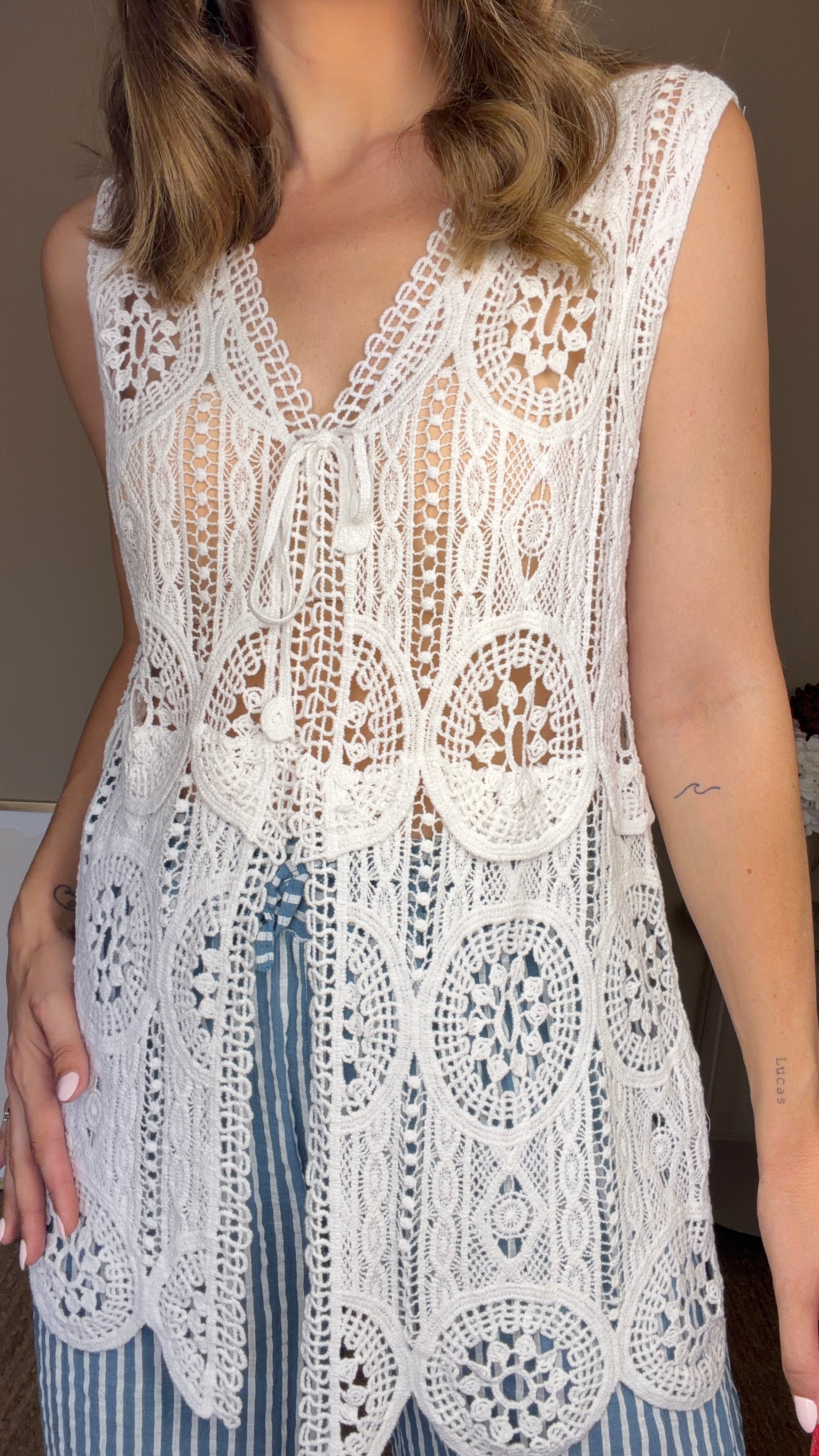 Blusa crochet blanca