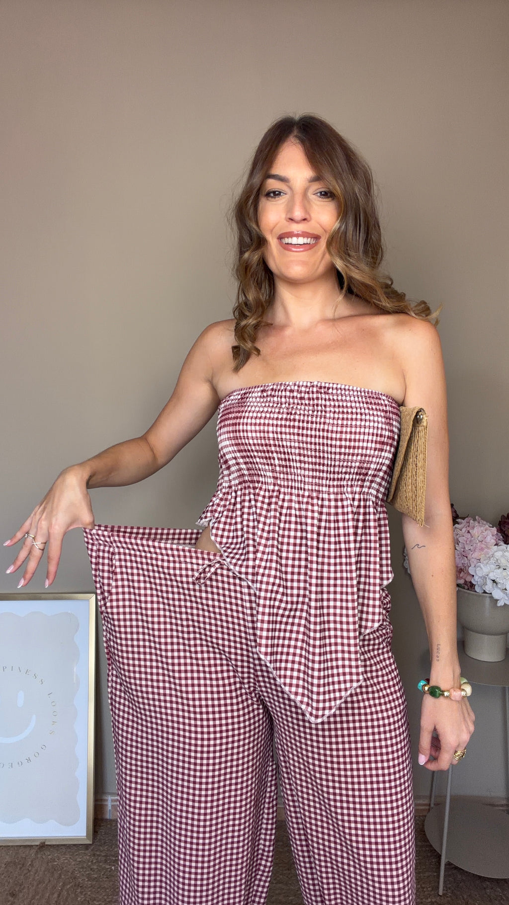 Pantalón Vichy morado