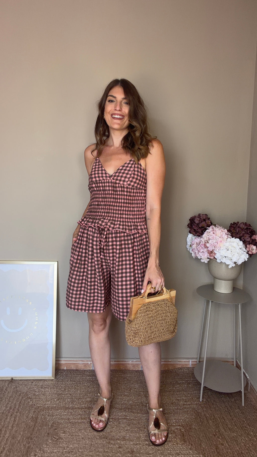 Conjunto Vichy rosa