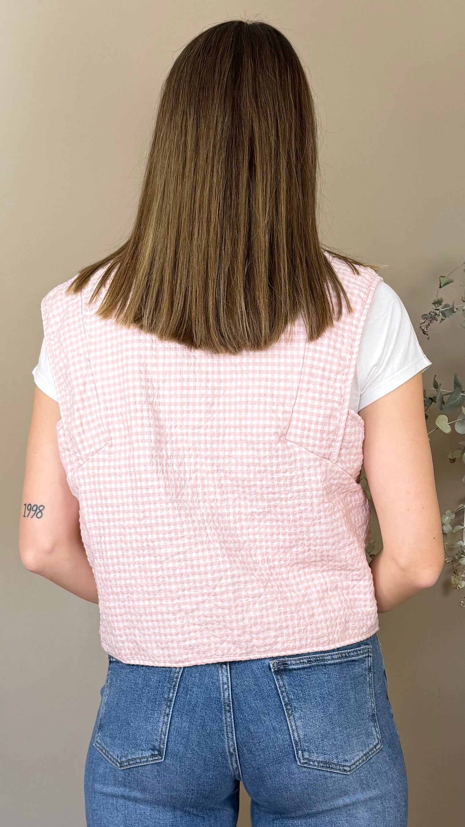 Chaleco Vichy rosa