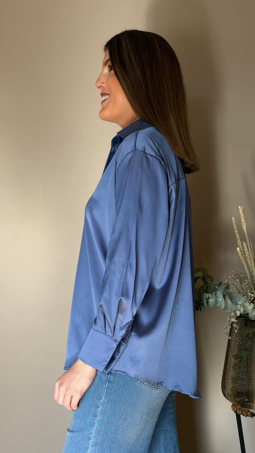 Blusa satinada Azul
