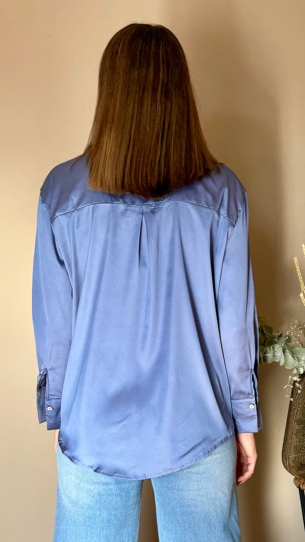 Blusa satinada Azul